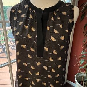 Loft Women's Sleeveless Blouse Top Lined Collar - Size S - Gorgeous Grey & Tan
